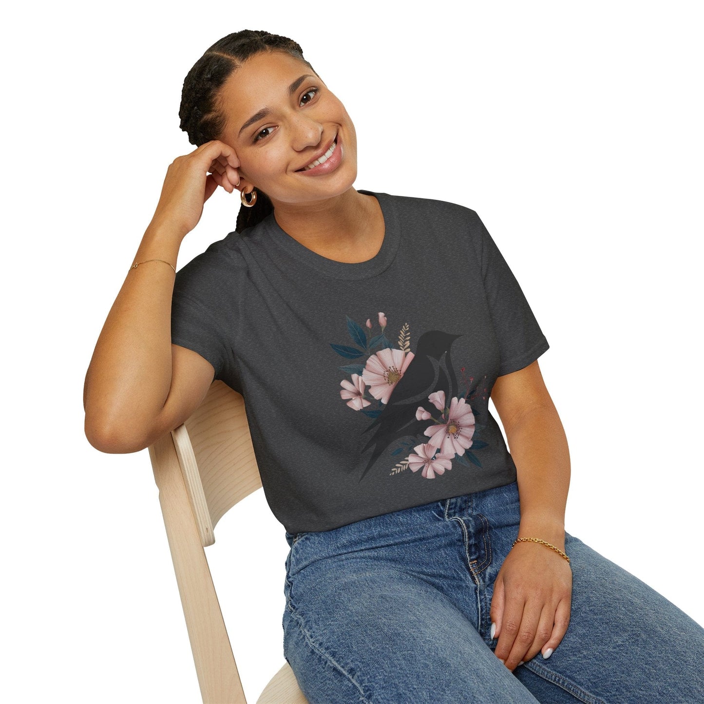 Floral Silhouette Bird T-Shirt