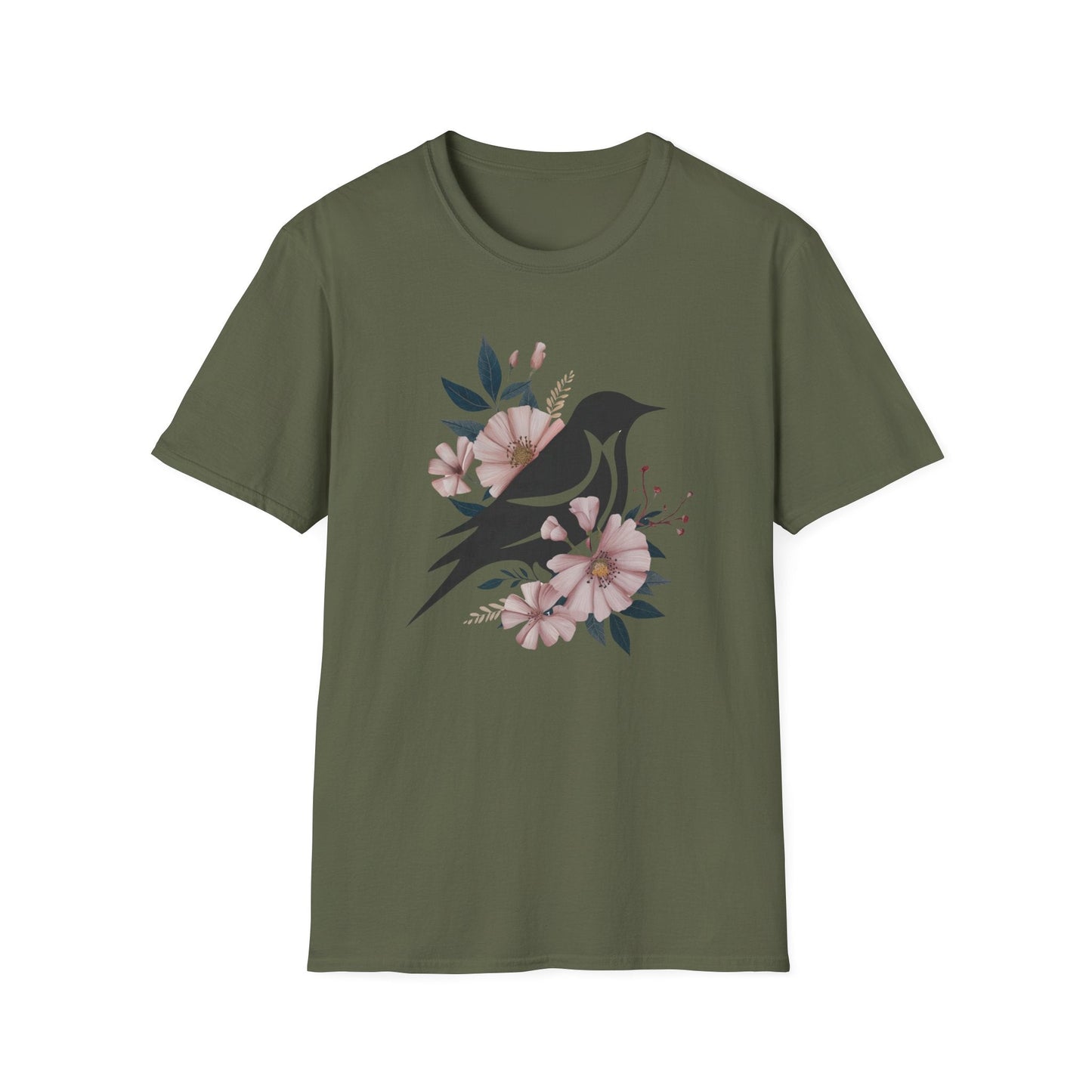 Floral Silhouette Bird T-Shirt