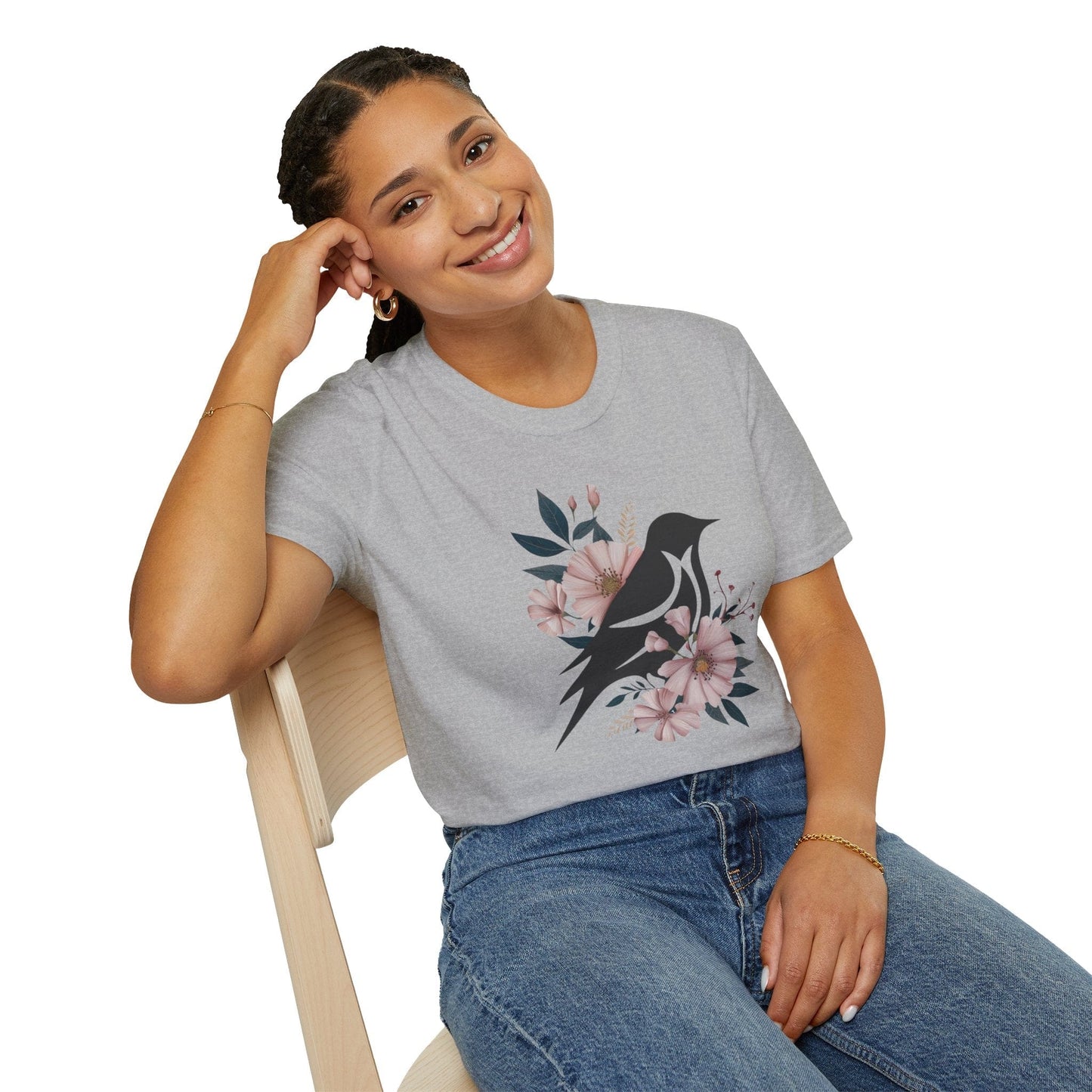 Floral Silhouette Bird T-Shirt