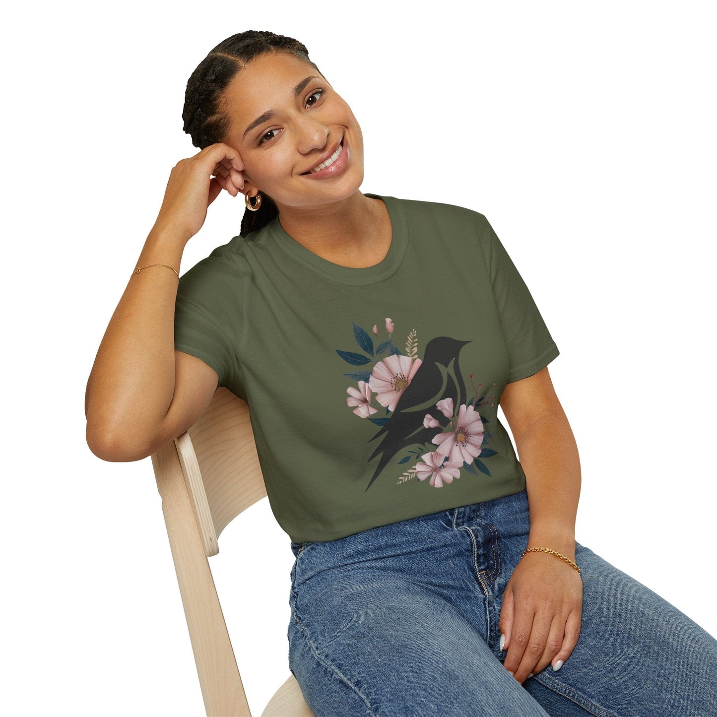 Floral Silhouette Bird T-Shirt
