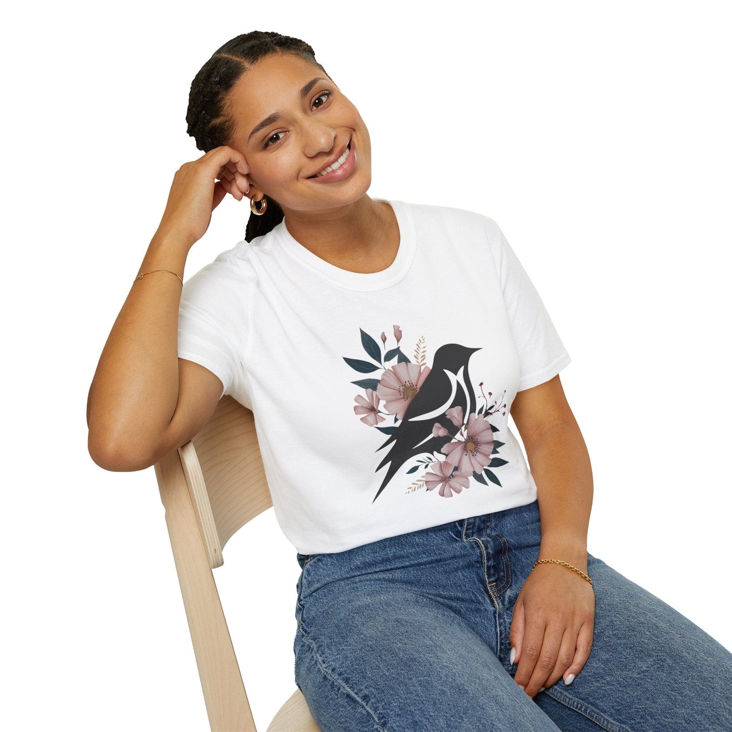 Floral Silhouette Bird T-Shirt