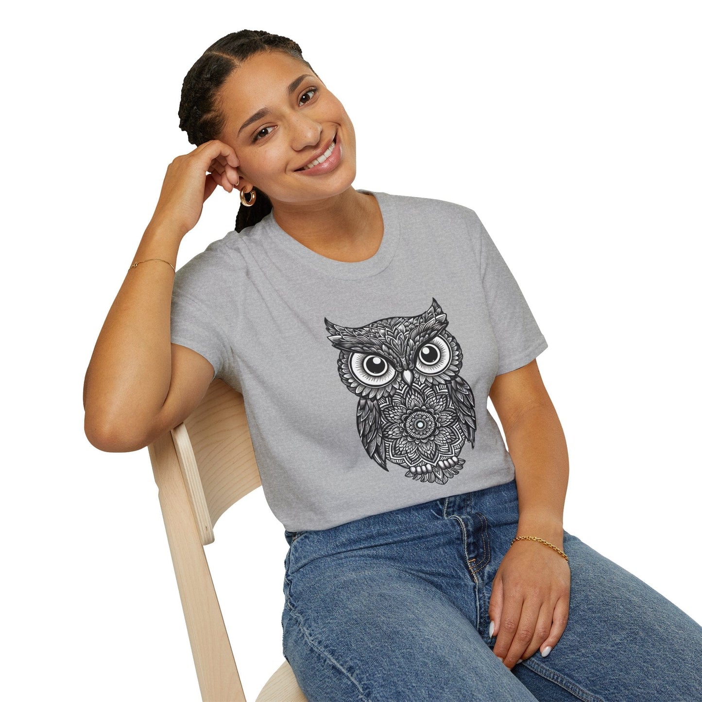 Mandala Owl B&W T-Shirt