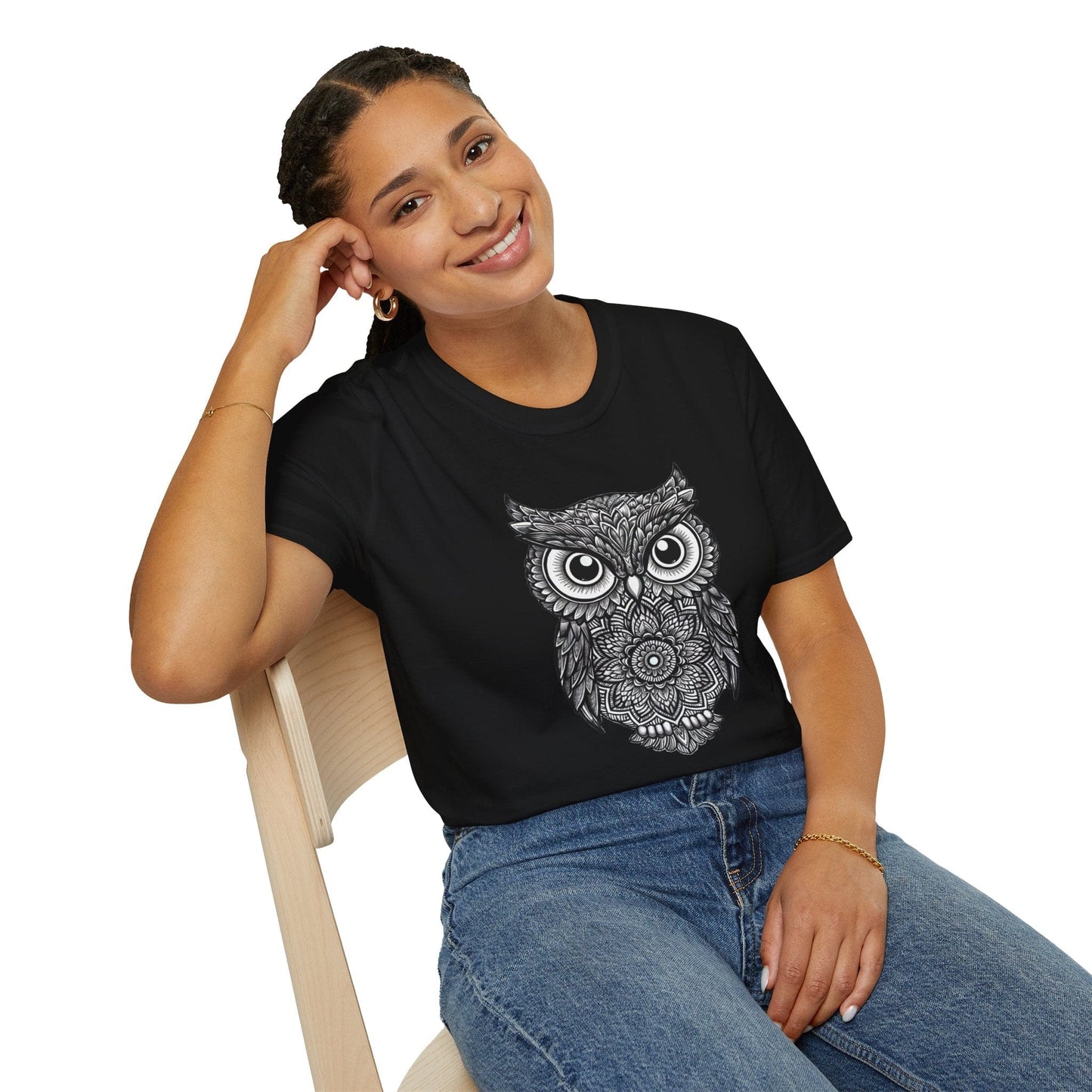 Mandala Owl B&W T-Shirt